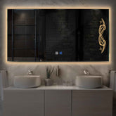 Specchio LED Rettangolare | Pulsanti touch | Funzione anti-appannamento | Luce bianca calda - Reyze Serie Good Vibes Modello 6